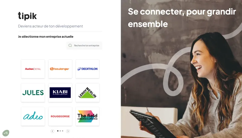 Écran de connexion de Tipik